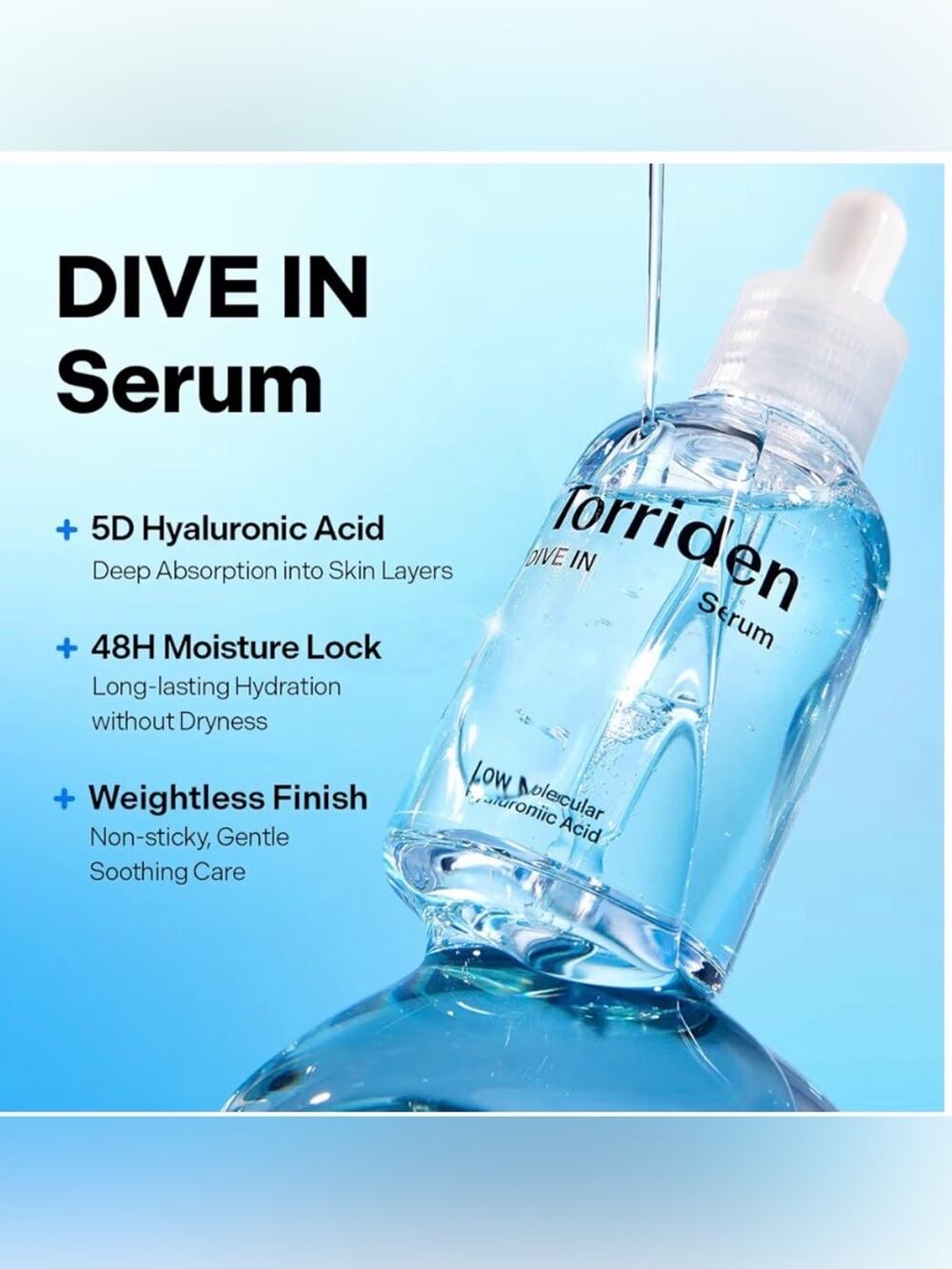 NEW Torriden DIVE-IN Low Molecular Hyaluronic Acid Serum – 50ml